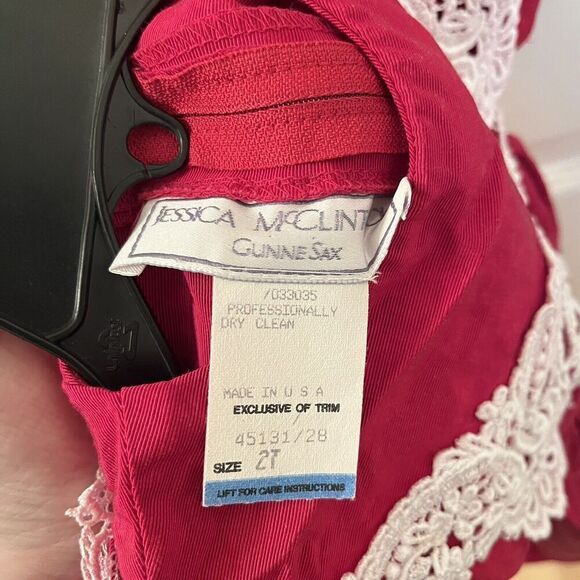 Vintage Jessica McClintock Gunne Sax Burgundy Taffeta & Lace Dress Girls Size 2T - Picture 7 of 12